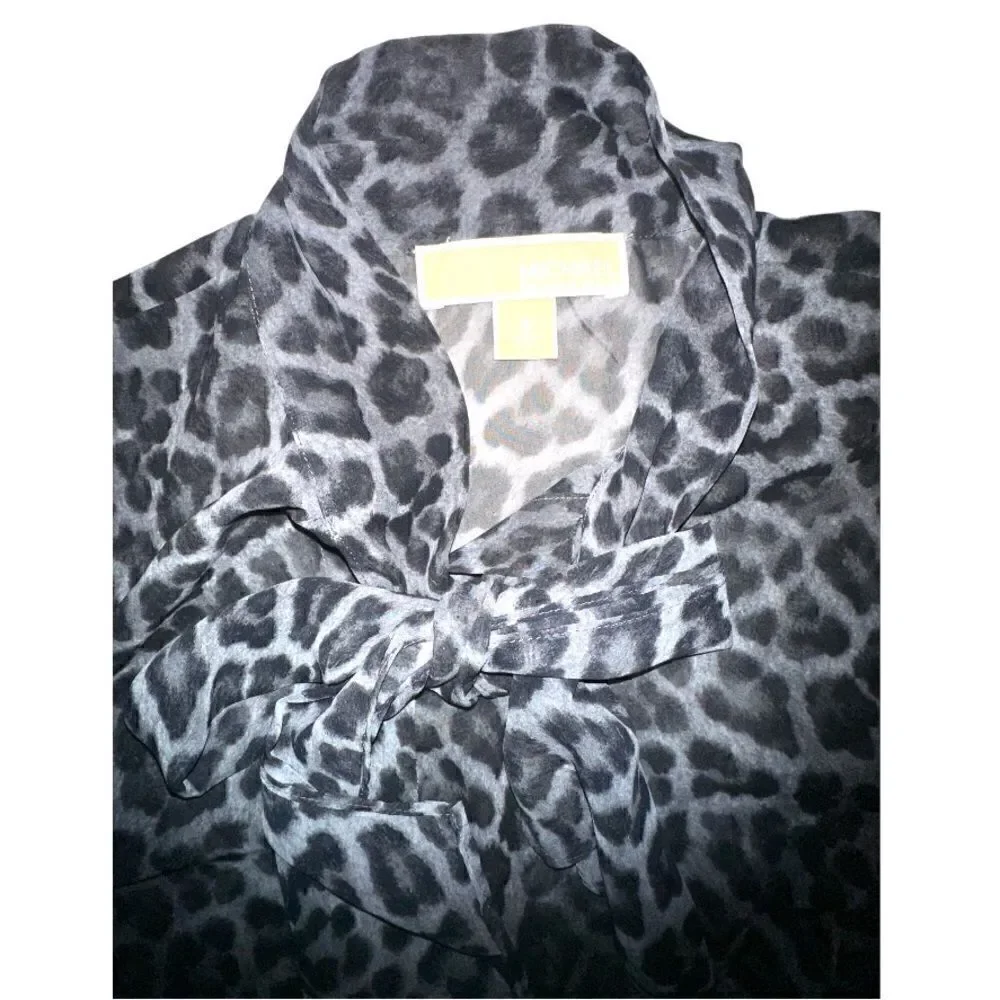 Michael Kors Cheetah Small Front tie blouse